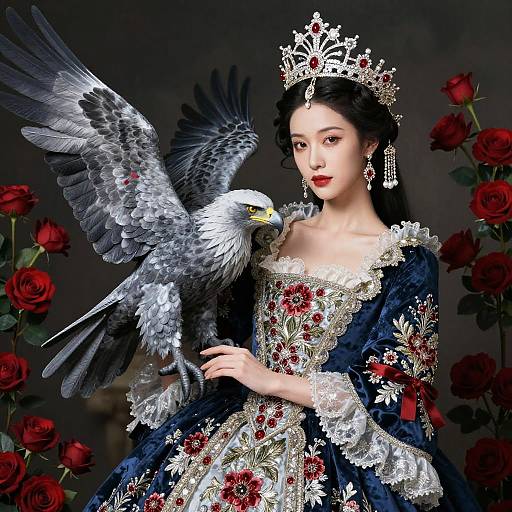 Regal Baroque Woman with Eagle