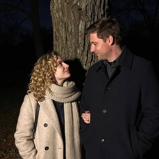 Romantic Nighttime Portrait by a Tree