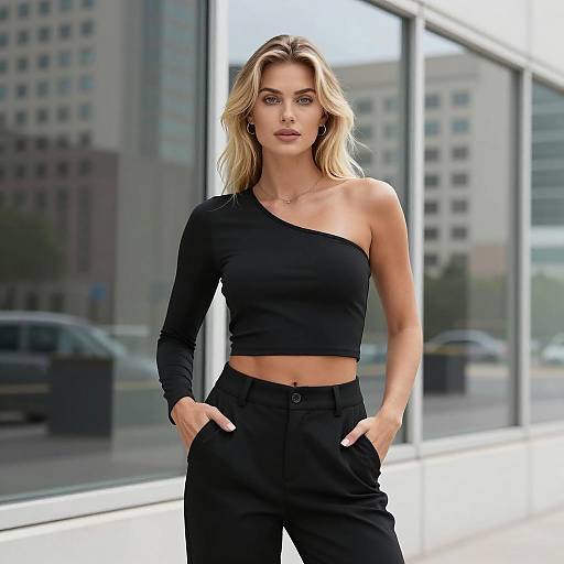 Stylish Blonde Woman in Urban Setting