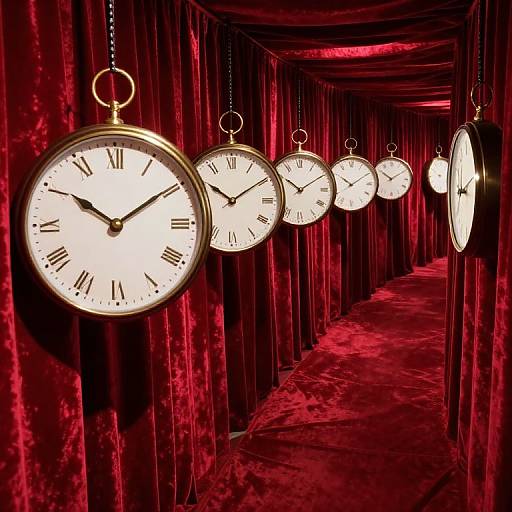 Crimson Corridor of Marching Clocks