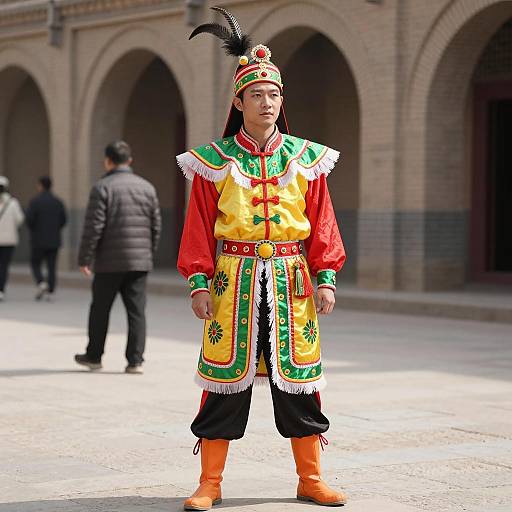 Asian Man in Traditional Colorful Costume