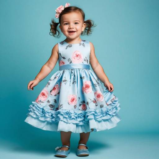Toddler Girl in Blue Floral Dress