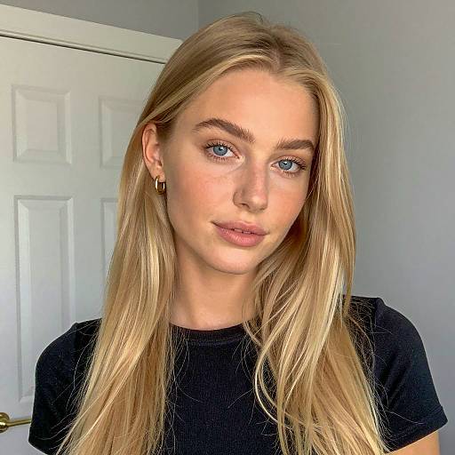 Elegant Blonde Woman Portrait in Indoor Setting