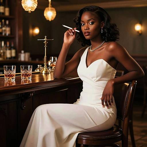 Elegant East African Woman in Pub