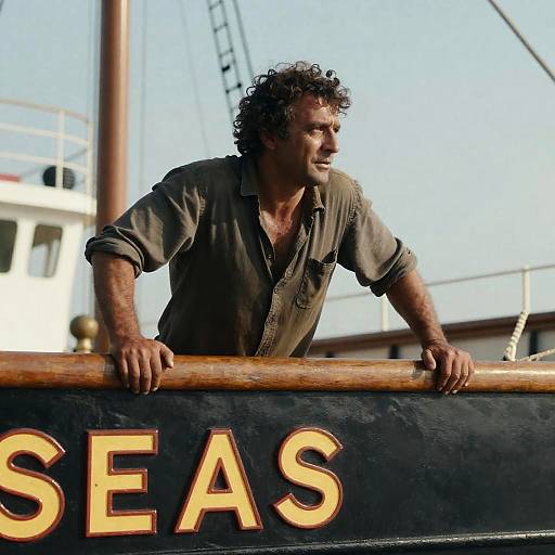 Focused Sailor on Ship Deck