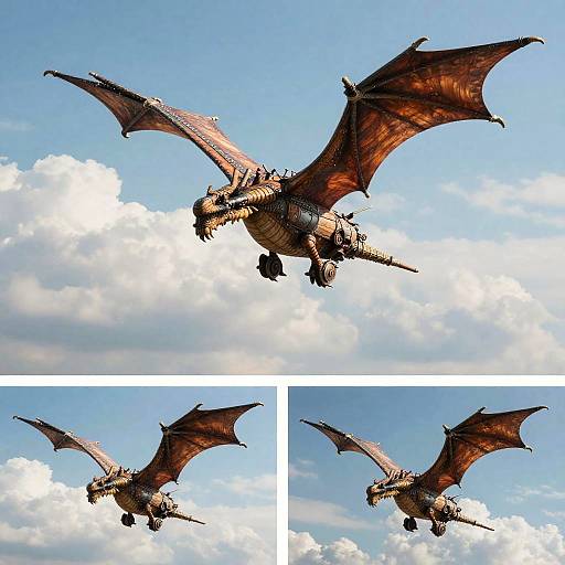 Cinematic Medieval Dragon Airship Collage