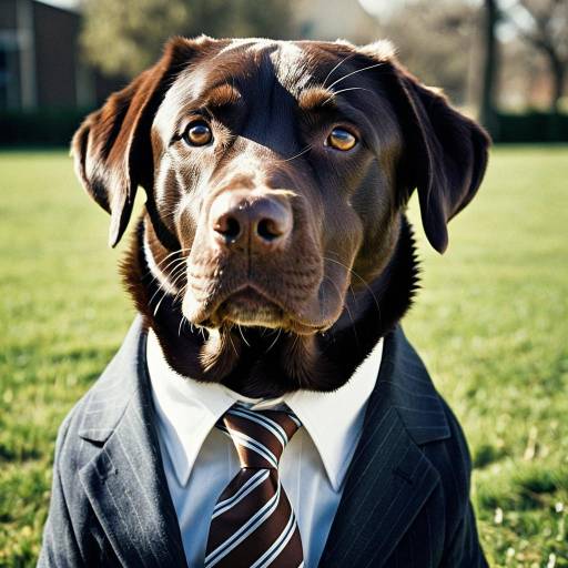 Chocolate Labrador in Suit and Tie Chocolate Labrador in Suit and Tie