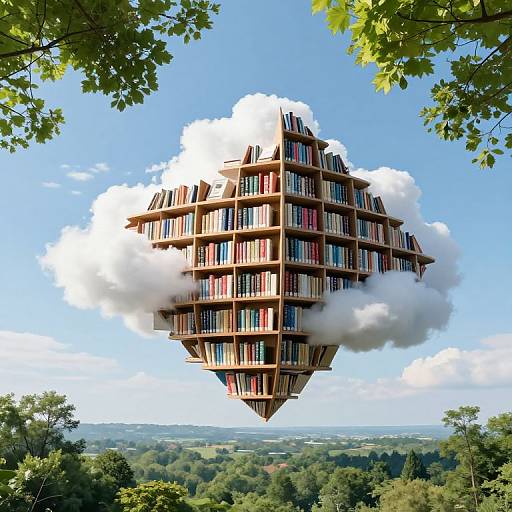 Floating Cloud Library Over Inverted Forest
