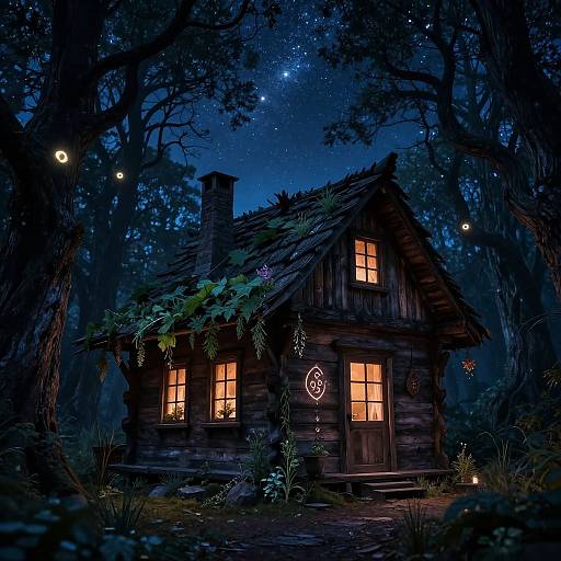 Enchanted Witch Cabin in Forest