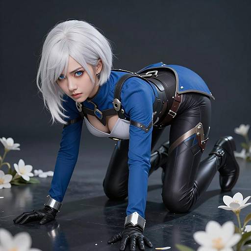 White-Haired Warrior Woman Artwork