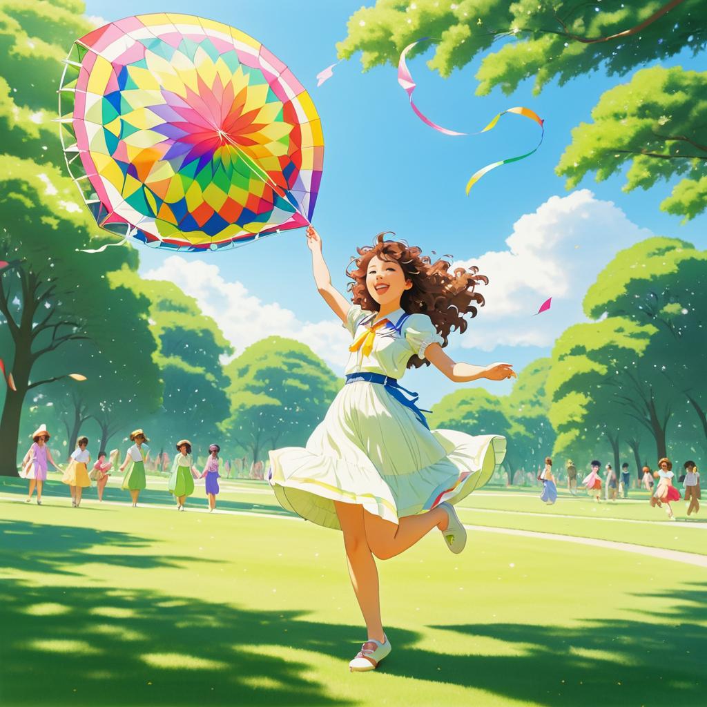 Joyful Kite Flying in a Sunny Park