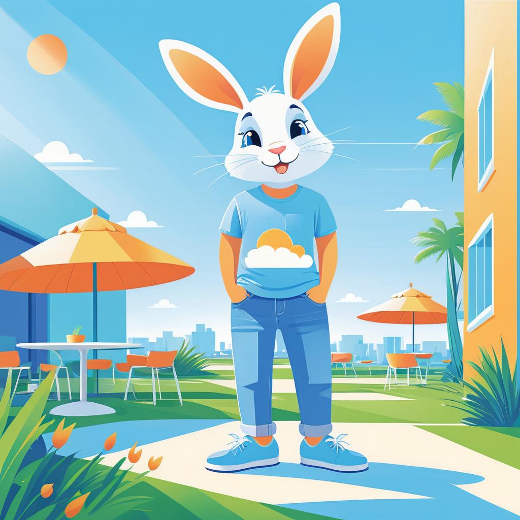 Cheerful Rabbit in Casual Attire