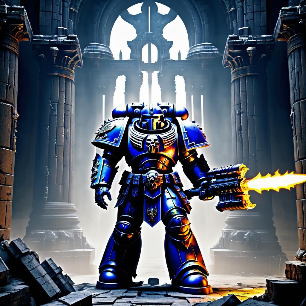 Epic Space Marine in Ruined Temple