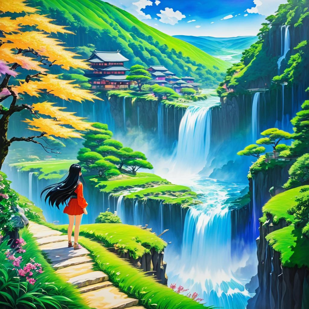 Vibrant Anime Landscape with Imaginative Exploration