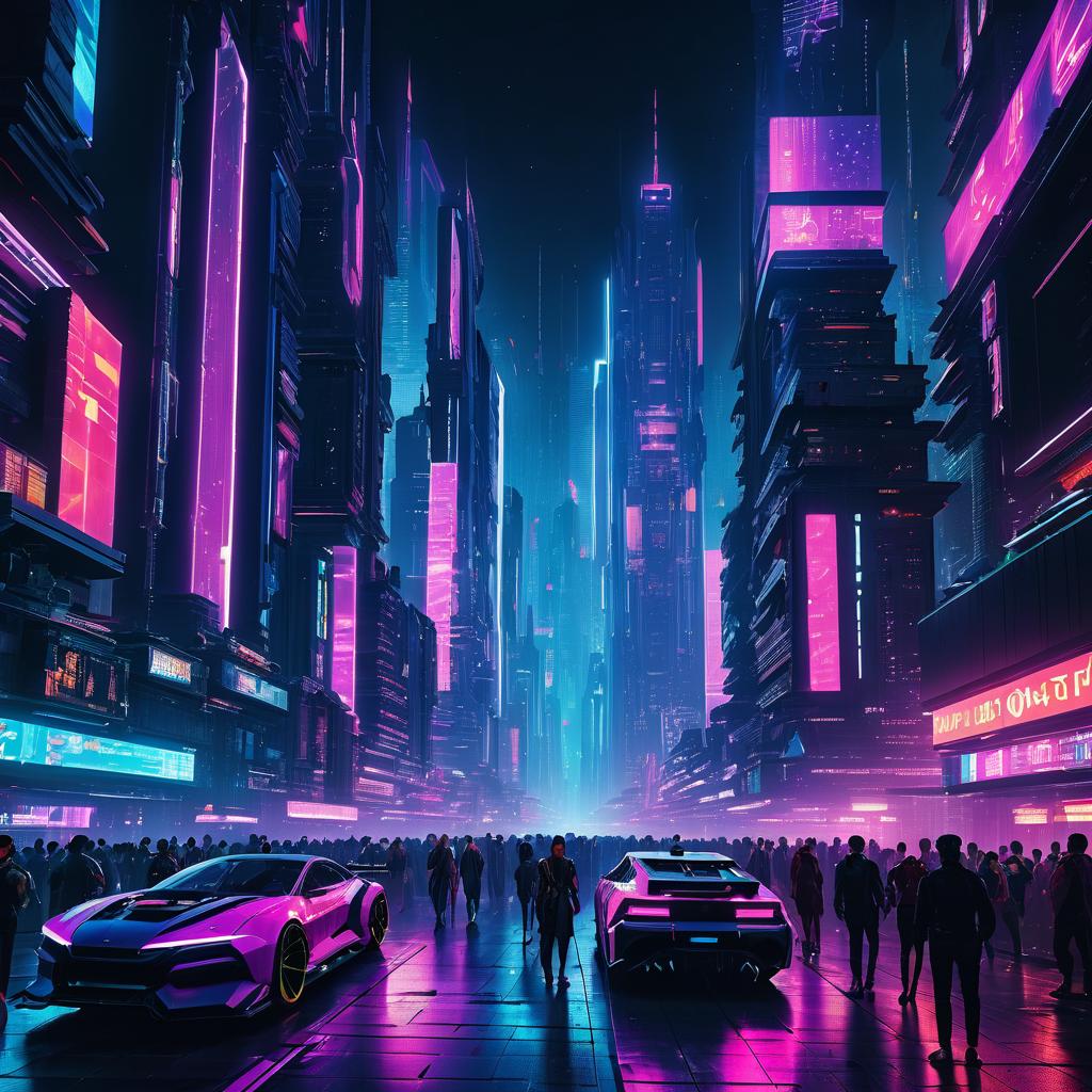 Vibrant Cyberpunk Night Cityscape