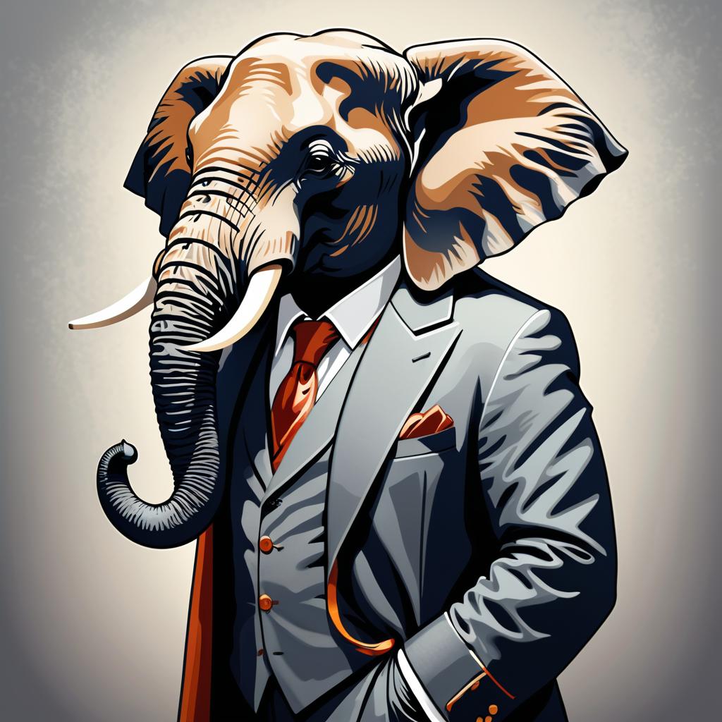 Elegant Elephant in Refined Great Coat