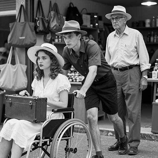 Vintage Scene with Three Characters