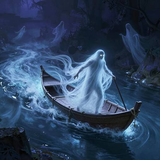 Ghostly Ferryman on Ethereal River