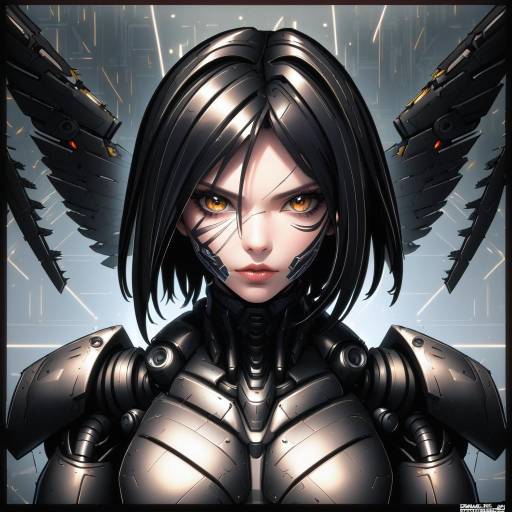 Illustration of Alita, battle angel alita in the style of Makaroll