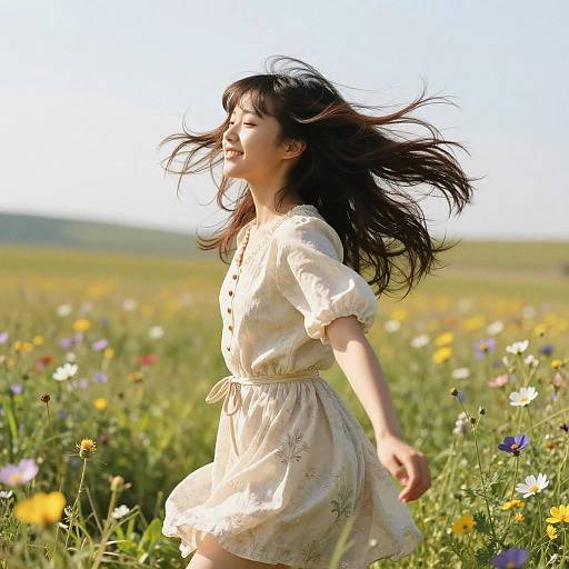 Joyful Dancer in Windy Meadow