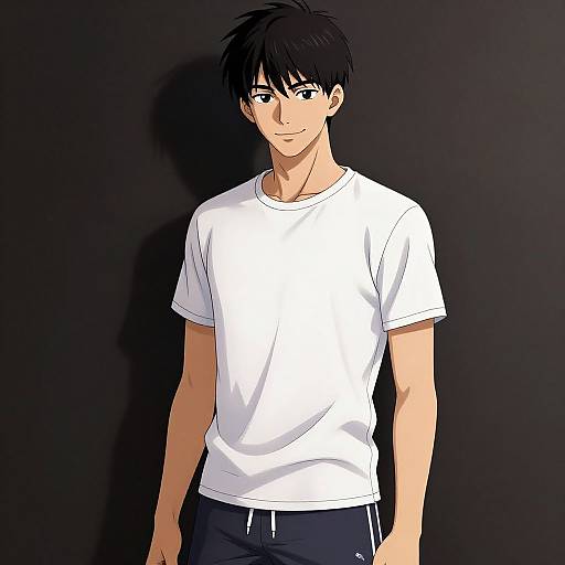 Stylish Asian Anime Boy Portrait