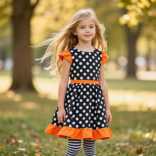Young Girl in Polka Dot Dress