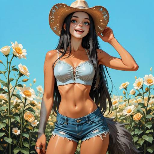 Anthropomorphic Cowgirl Character Portrait
