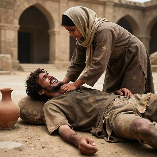 Emotional Connection Amidst Ancient Ruins