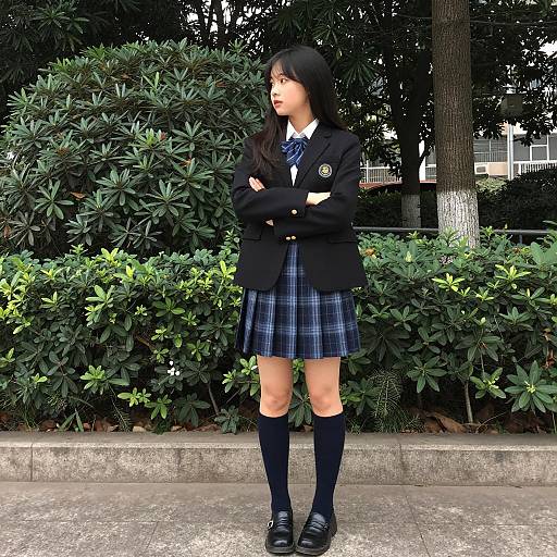 Stylish Asian Girl in School Uniform