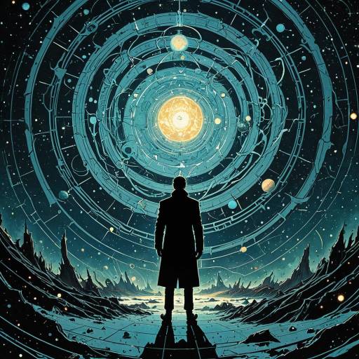 Silhouette Facing Cosmic Spiral with Lovecraftian Aesthetic