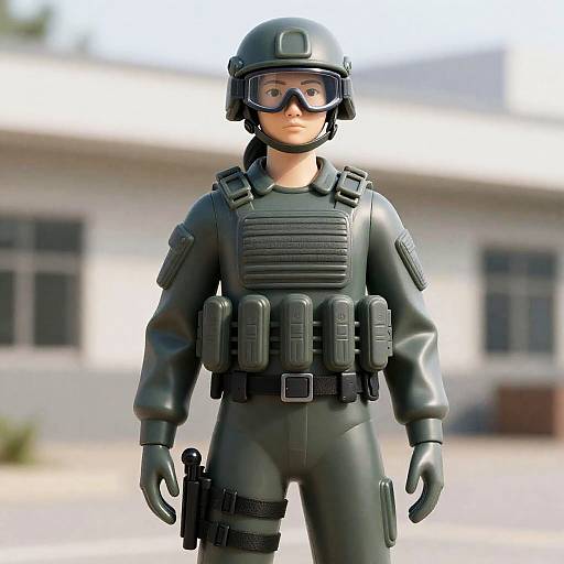 Plastic Army Female Soldier Portrait
