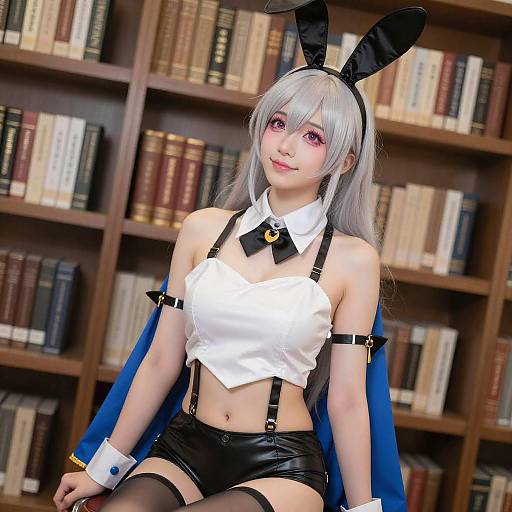 Anime Cosplay Silver Hair Bunny Girl