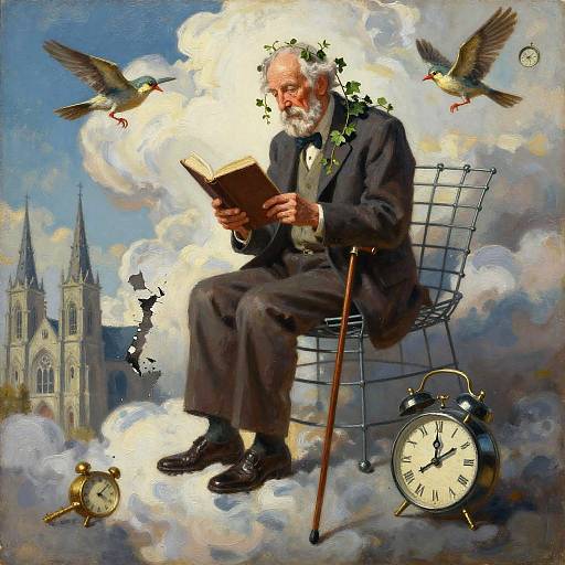 Surreal Elderly Man on Wire