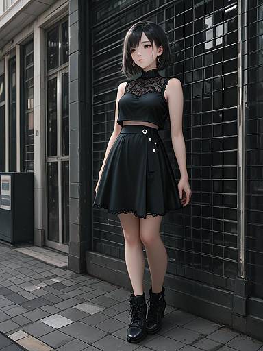 Modern Urban Woman in Grid Crop Top