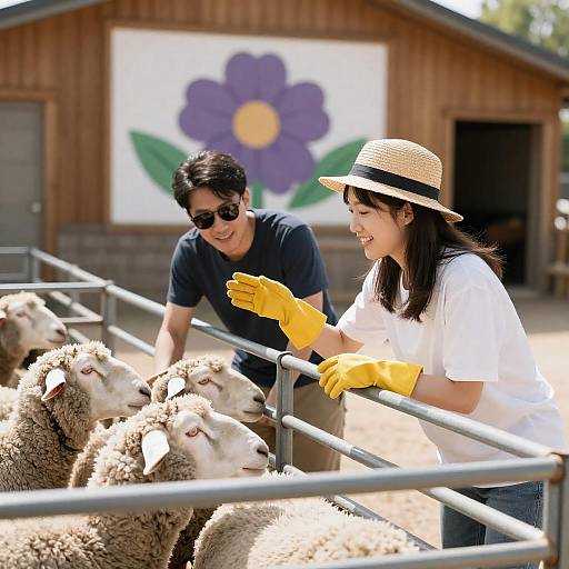 Sunny Day with Sheep Herding Duo