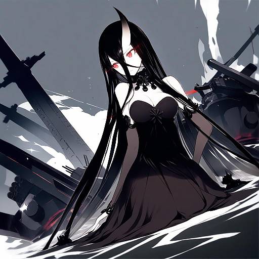 Illustration of Battleship water oni, kantai collection in the style of Okama