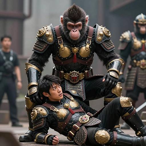 Intense Encounter with Armored Monkey Warrior