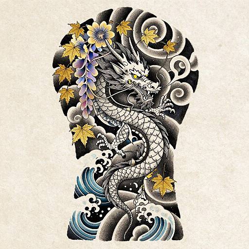 Neo-Traditional Dragon Samurai Tattoo