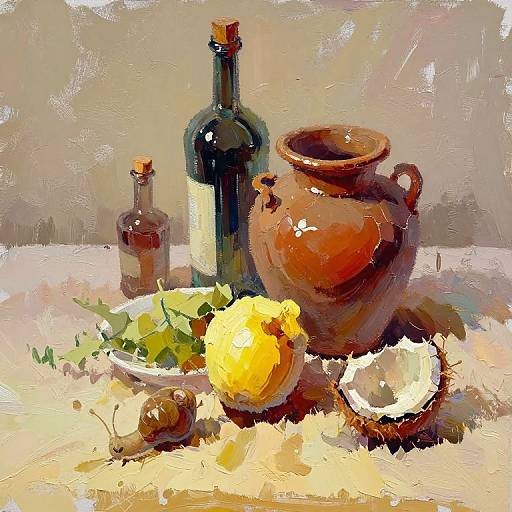 Textured Rustic Still Life Painting