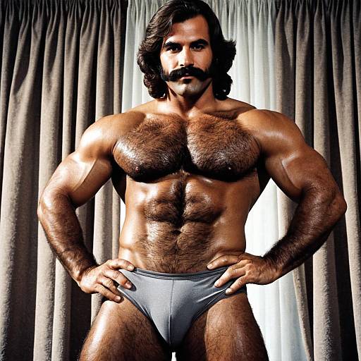 Muscular man in Zardoz outfit