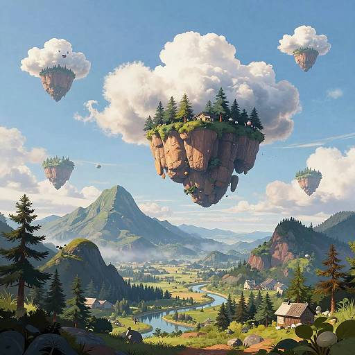 Majestic Landscape with Floating Islands