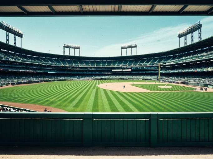 Baseball Stadium with Green Field Scene