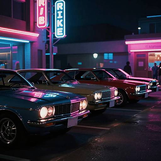 Classic Cars Neon Nightline