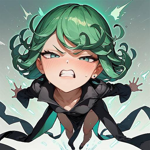Tatsumaki Leaning Forward, Green Psychic Glow