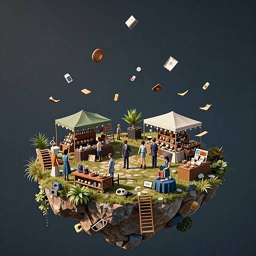 Gravity-Free Floating Island Marketplace