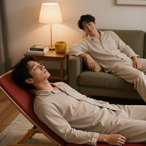 Cozy Living Room Scene with Friends