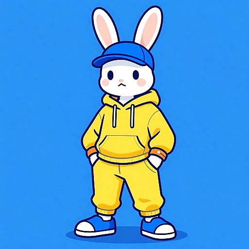 Vibrant Hip-Hop Rabbit Illustration