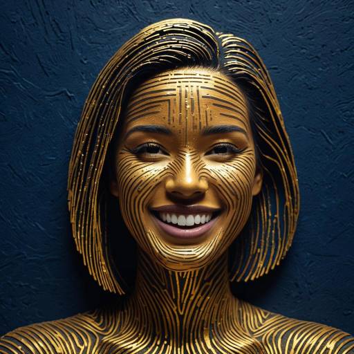 Hyperrealistic Gold Fingerprint Woman Portrait