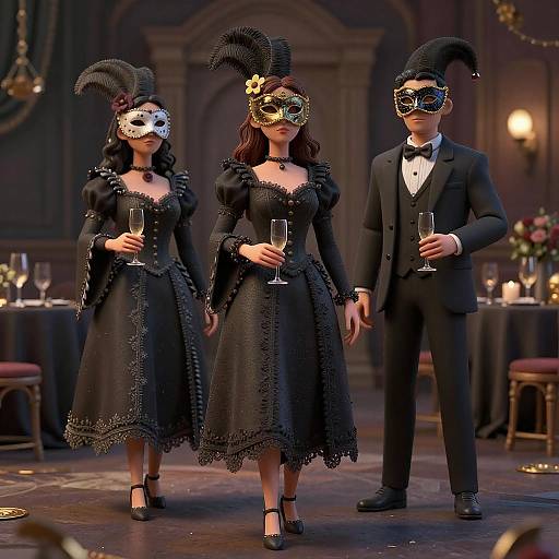Surreal Masquerade Ball in Hyperreal 3D