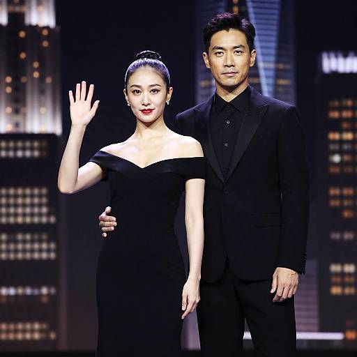 Dramatic Dance Duo in Urban Nightscape